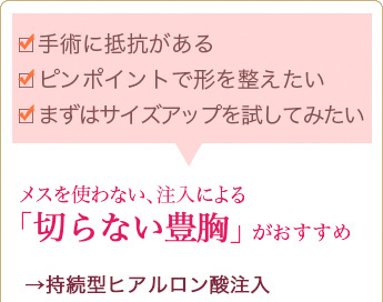 切らない豊胸がおすすめ　持続型ヒアルロン酸注入